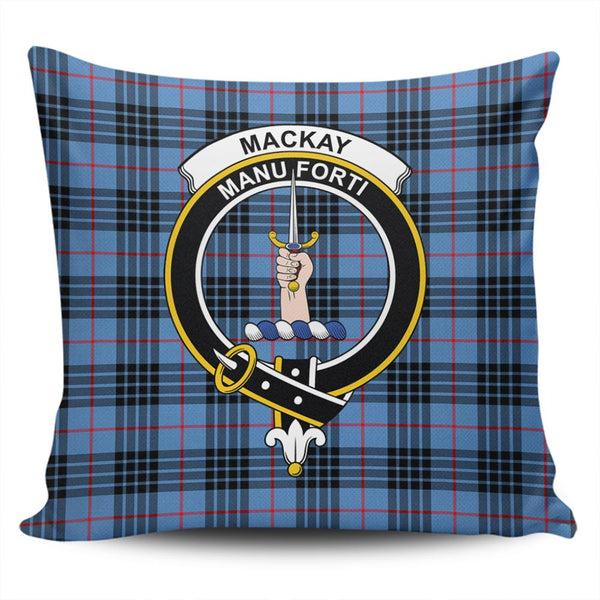 MacKay Blue Tartan Classic Crest Pillow Cover