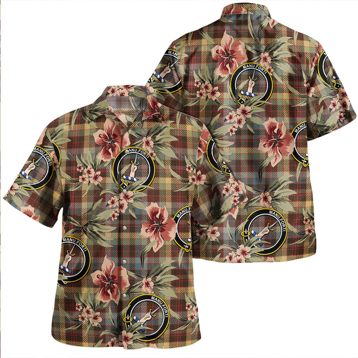 MacKay of Strathnaver Weathered Clan Badge Tartan Aloha Hawaiian Shirt Tropical Old Style