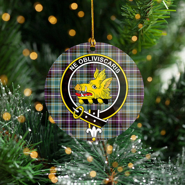 MacKellar Weathered Clan Badge Tartan Plastic Christmas Ornaments