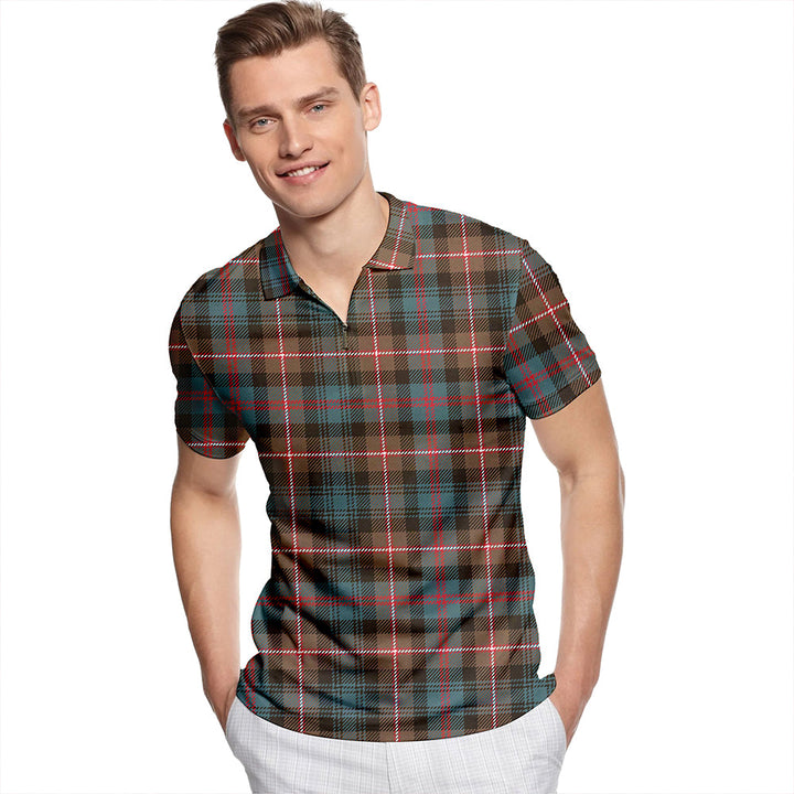 MacKenzie Morgan Weathered Tartan Classic Lapel Zip Short Sleeve Polo