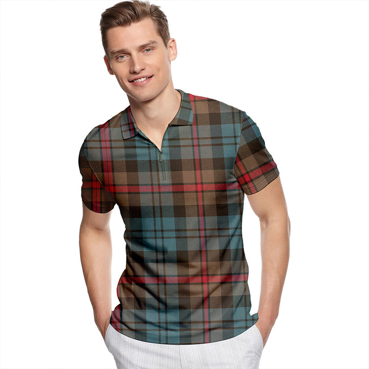 MacKinlay Weathered Tartan Classic Lapel Zip Short Sleeve Polo