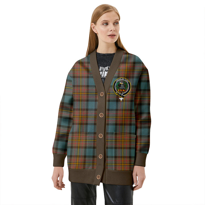 MacLaren Weathered Clan Badge Tartan V-neck Cardigan