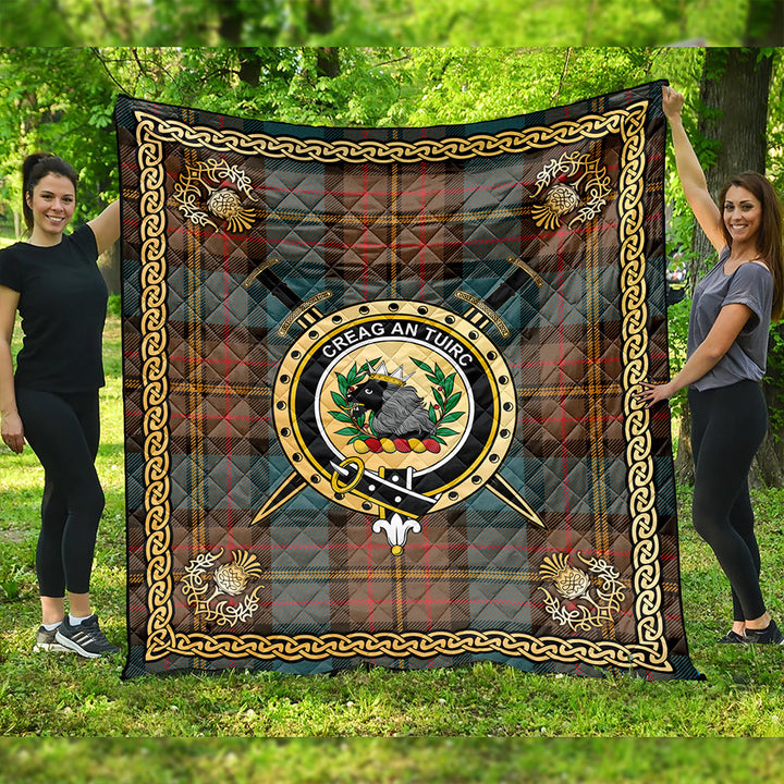 MacLaren Weathered Clan Badge Tartan Premium Quilt Celtic Shield