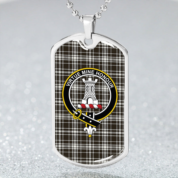 MacLean Black & White Weathered Clan Badge Classic Tartan Dog Tag Necklace