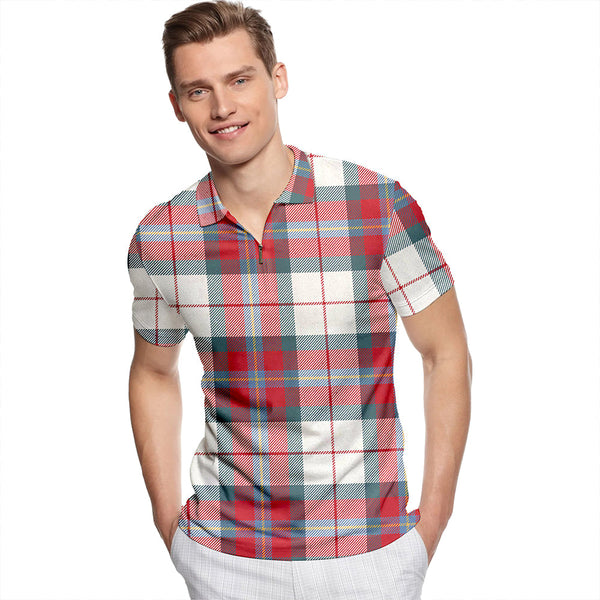MacLean Dress (Lumsden) Weathered Tartan Classic Lapel Zip Short Sleeve Polo