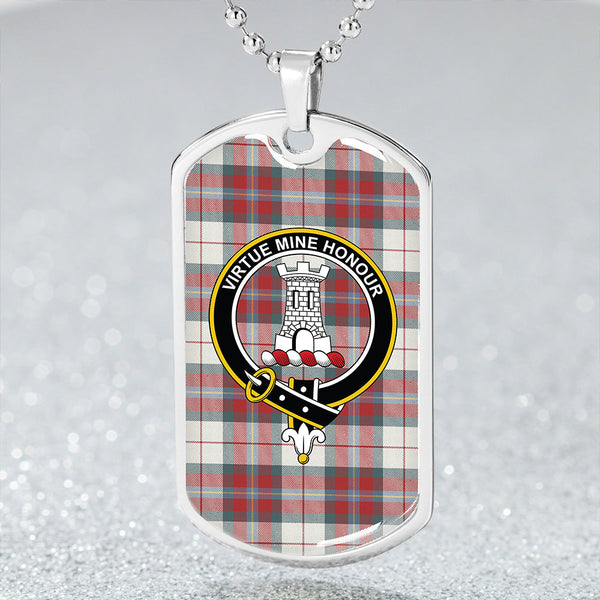 MacLean Dress (Lumsden) Weathered Clan Badge Classic Tartan Dog Tag Necklace