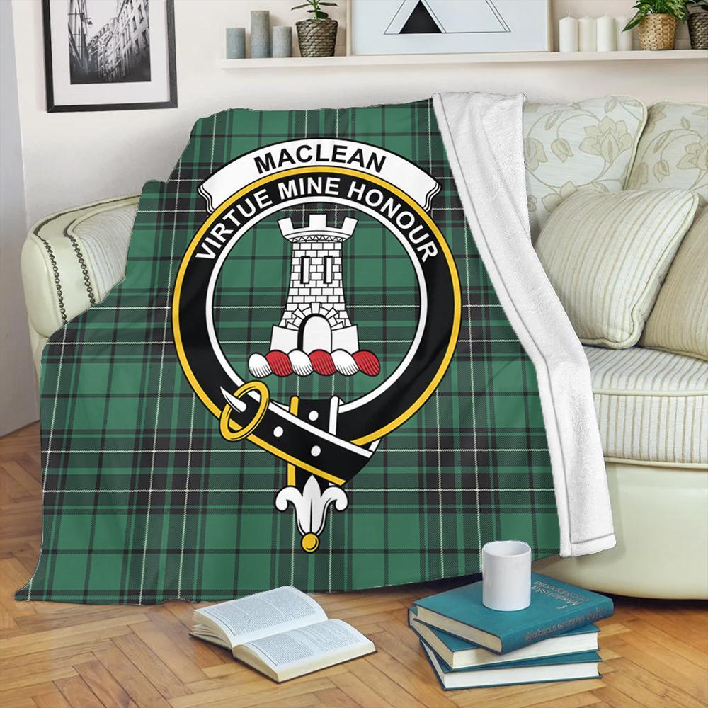 MacLean Hunting Tartan Crest Premium Blanket