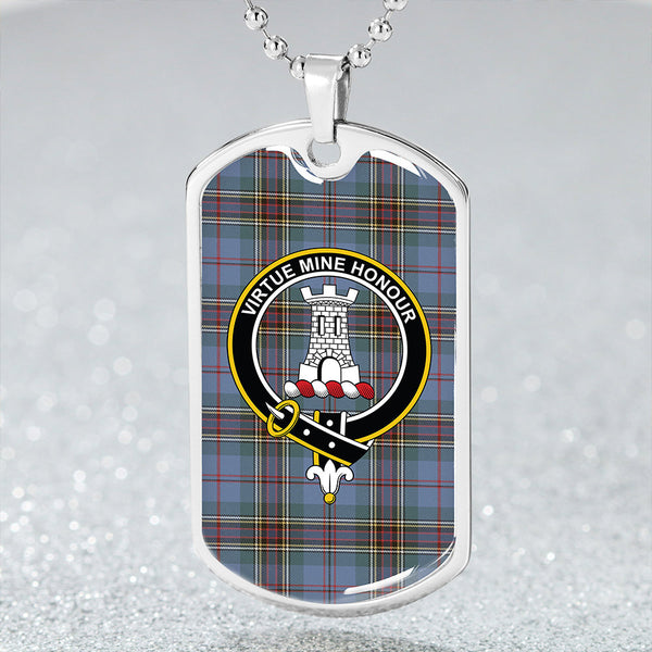 MacLean #2 Weathered Clan Badge Classic Tartan Dog Tag Necklace