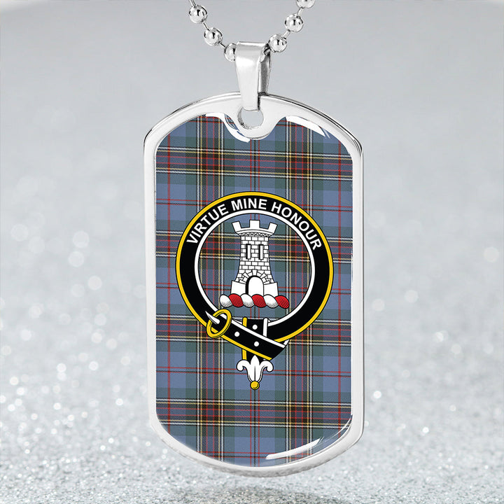 MacLean #2 Weathered Clan Badge Classic Tartan Dog Tag Necklace