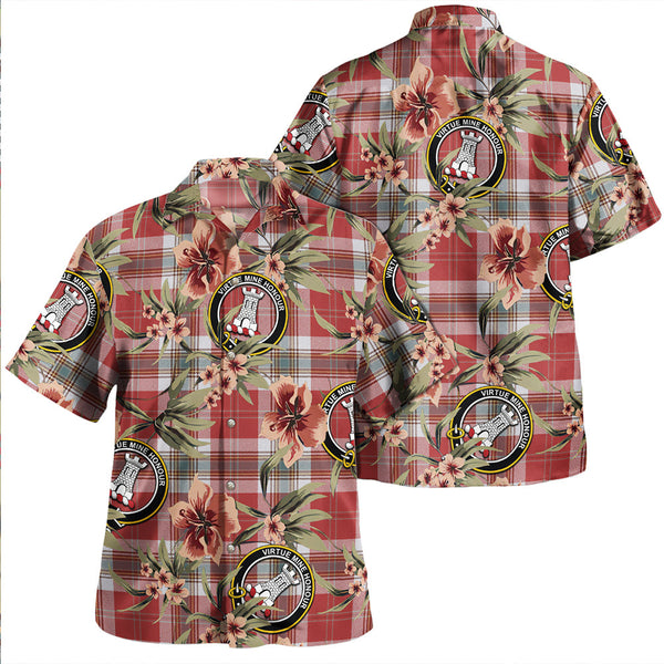 MacLean of Duart Dress Red Weathered Clan Badge Tartan Aloha Hawaiian Shirt Tropical Old Style