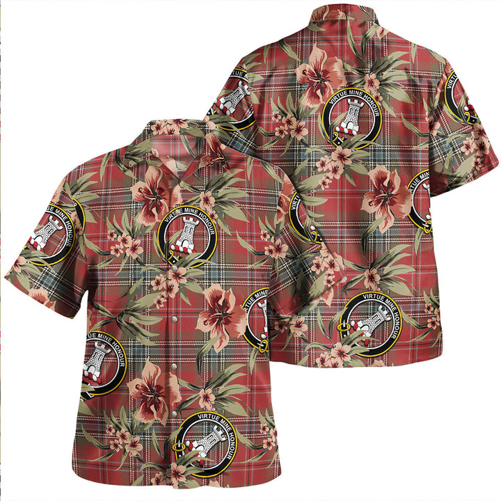 MacLean of Duart Weathered Clan Badge Tartan Aloha Hawaiian Shirt Tropical Old Style
