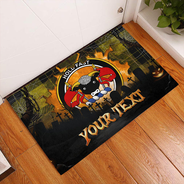 MacLeod of Lewis Modern Clan Badge Tartan Personalize Doormat Happy Halloween Style