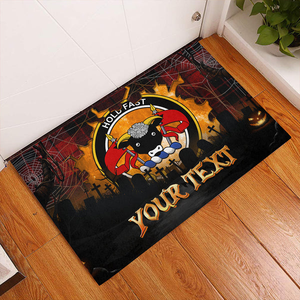 MacLeod of Raasay Modern Clan Badge Tartan Personalize Doormat Happy Halloween Style