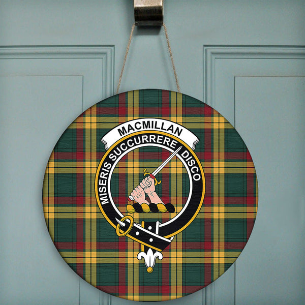 MacMillan Old Modern Tartan Classic Crest Round Wooden Sign