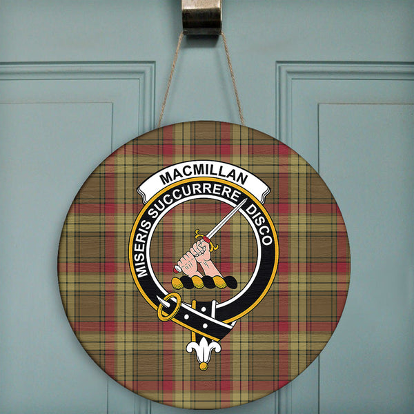 MacMillan Old Weathered Tartan Classic Crest Round Wooden Sign