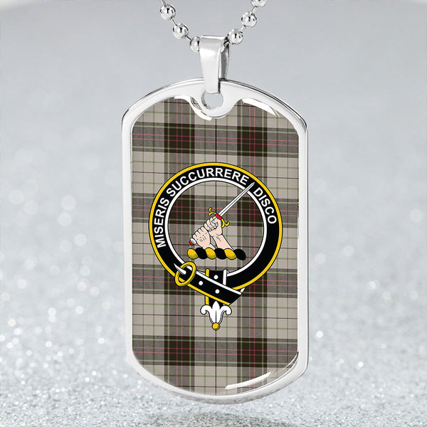 MacMillan #3 Weathered Clan Badge Classic Tartan Dog Tag Necklace