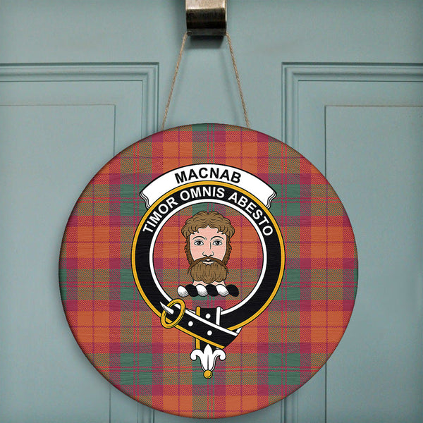 MacNab Ancient Tartan Classic Crest Round Wooden Sign