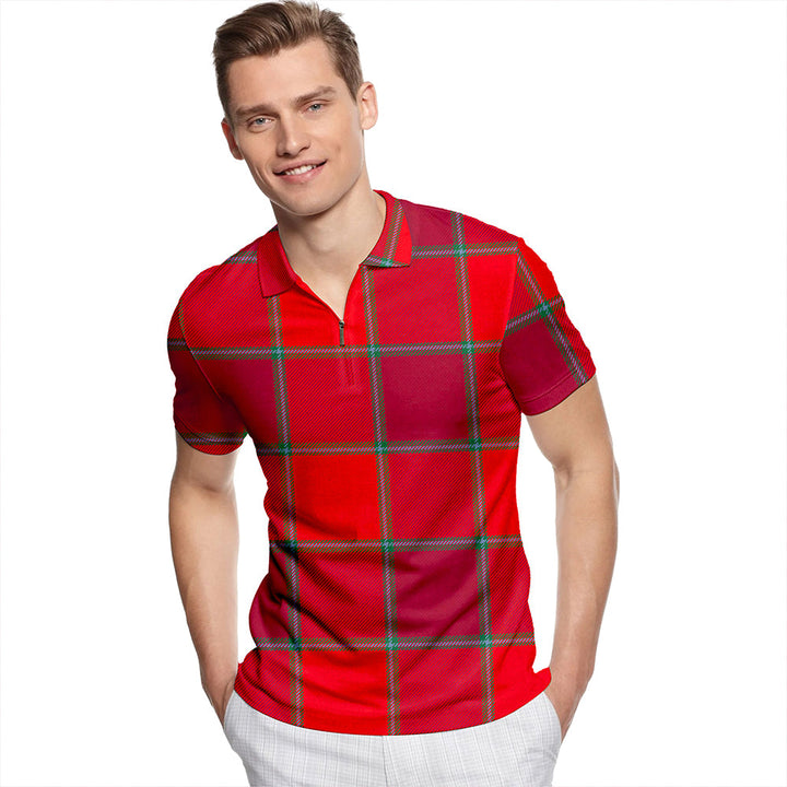 MacNab (Wilsons) 'Real MacNab' Modern Tartan Classic Lapel Zip Short Sleeve Polo