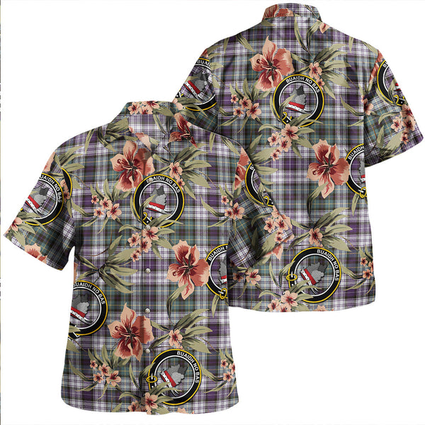 MacNeil of Barra (MacNeil/MacNeill) Paton Dress Weathered Clan Badge Tartan Aloha Hawaiian Shirt Tropical Old Style