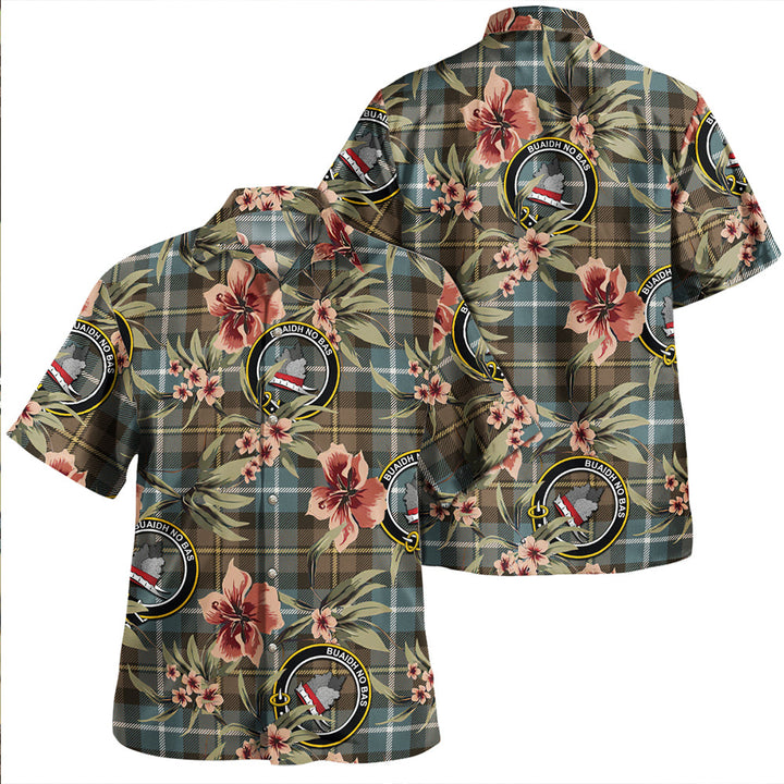 MacNeil of Barra (MacNeil/MacNeill) Weathered Clan Badge Tartan Aloha Hawaiian Shirt Tropical Old Style