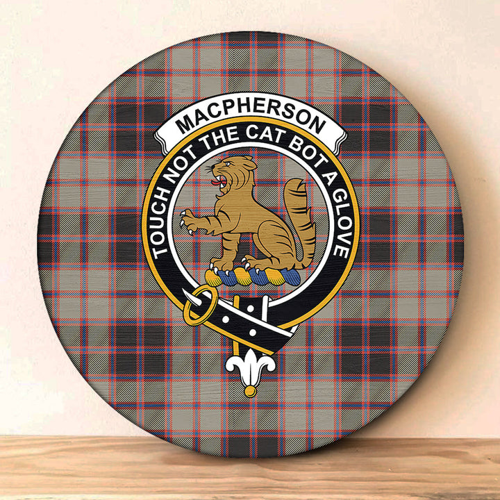 MacPherson Hunting Ancient Tartan Classic Crest Round Wooden Sign ...