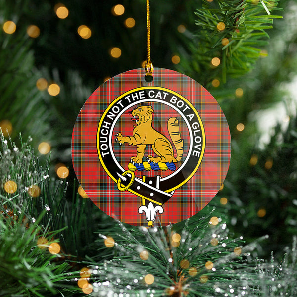 MacPherson Weathered Clan Badge Tartan Plastic Christmas Ornaments