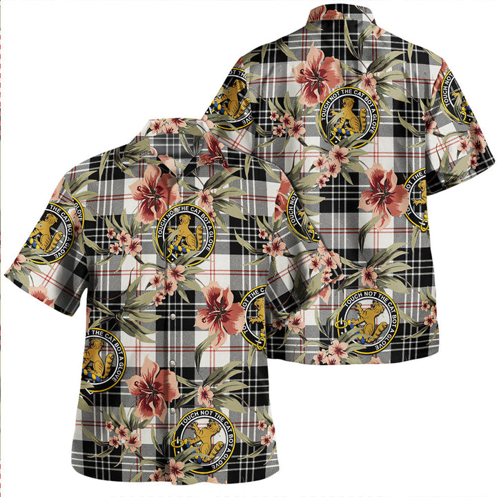 MacPherson of Cluny Black & White Weathered Clan Badge Tartan Aloha Hawaiian Shirt Tropical Old Style