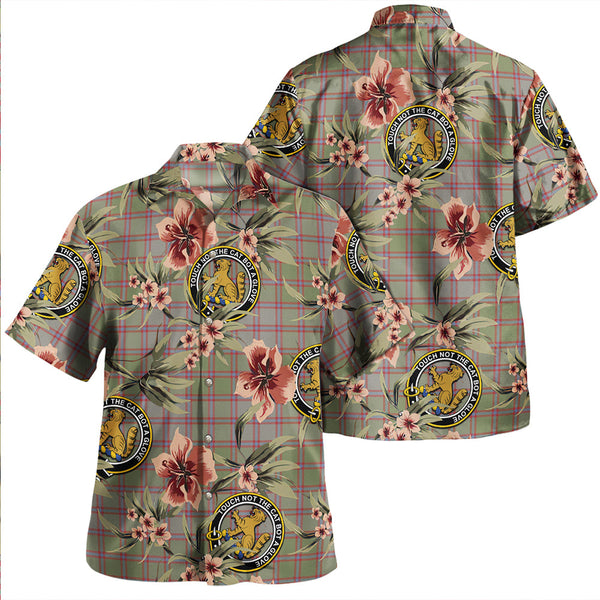 MacPherson of Glentruim Weathered Clan Badge Tartan Aloha Hawaiian Shirt Tropical Old Style