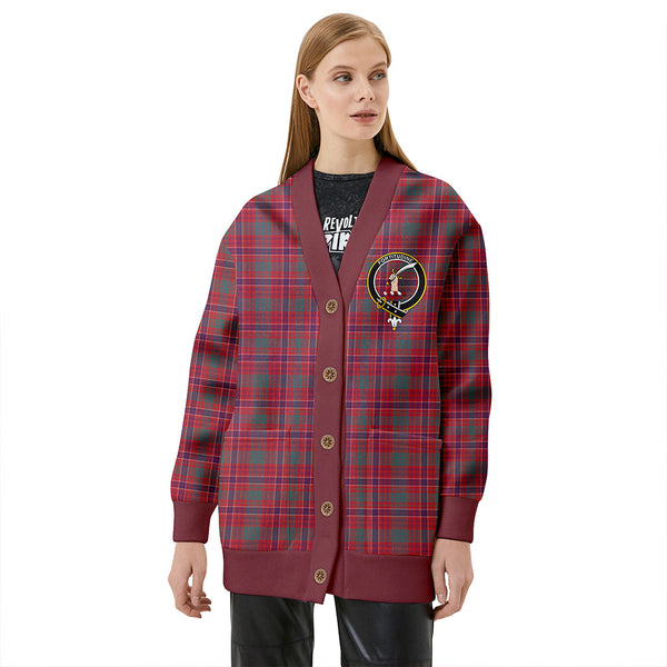MacRae Weathered Clan Badge Tartan V-neck Cardigan