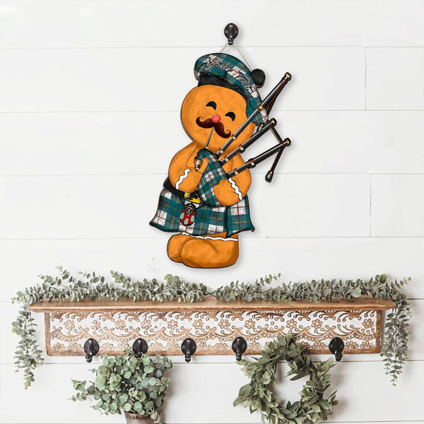 MacRae of Conchra Ancient Crest Tartan Wooden Sign Gingerbread Bagpipe Personalized