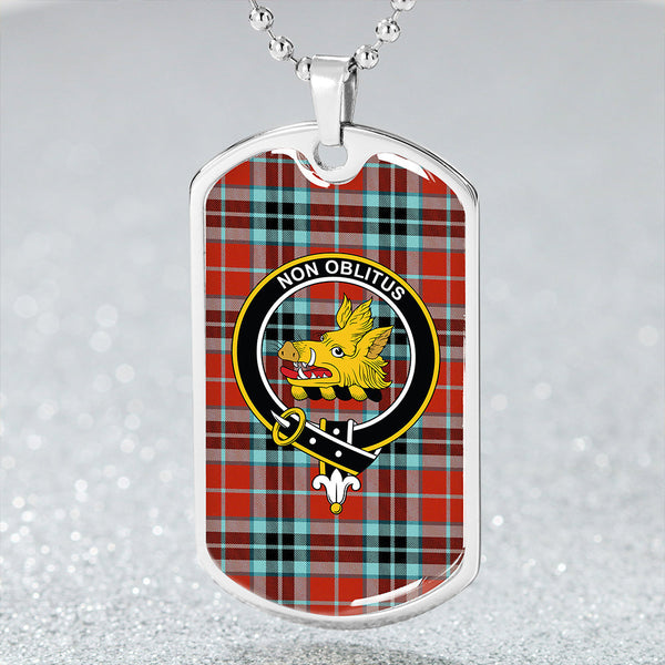 MacTavish (MacThomas Red) Ancient Clan Badge Classic Tartan Dog Tag Necklace