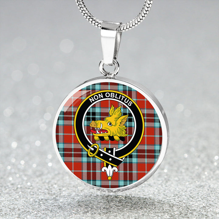 MacTavish (MacThomas Red) Ancient Clan Badge Tartan Classic Circle Necklace