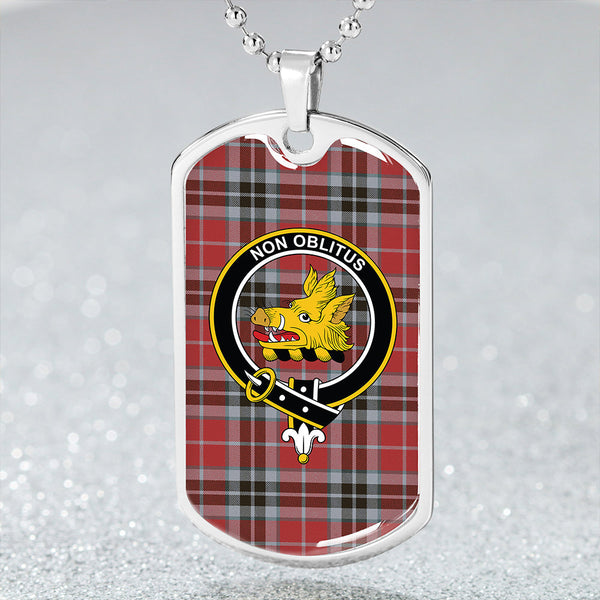 MacTavish (MacThomas Red) Weathered Clan Badge Classic Tartan Dog Tag Necklace
