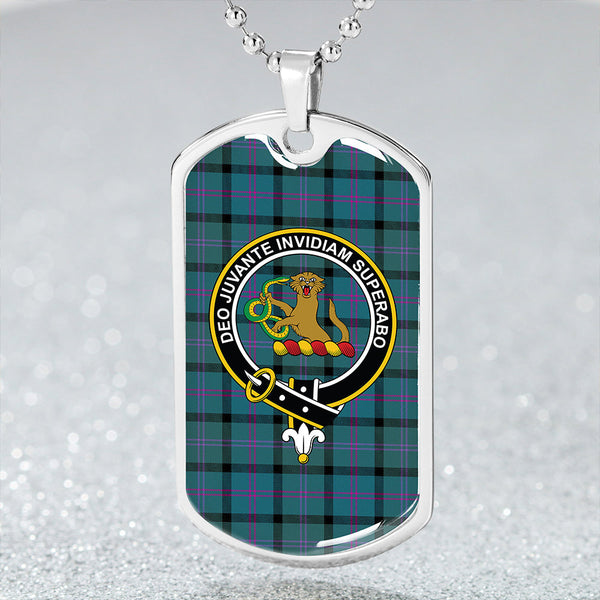 MacThomas (Thompson/Thomson) Ancient Clan Badge Classic Tartan Dog Tag Necklace