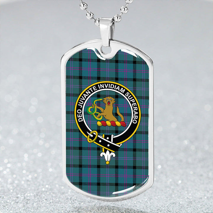 MacThomas (Thompson/Thomson) Ancient Clan Badge Classic Tartan Dog Tag Necklace