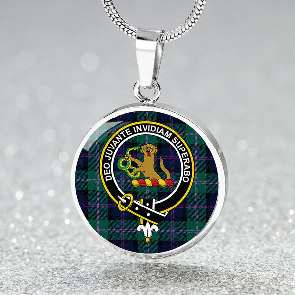 MacThomas (Thompson/Thomson) Modern Clan Badge Tartan Classic Circle Necklace
