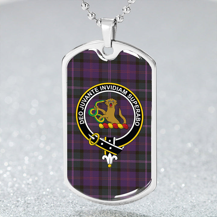 MacThomas (Thompson/Thomson) Weathered Clan Badge Classic Tartan Dog Tag Necklace