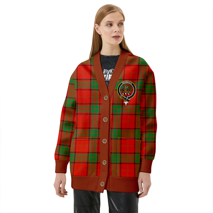 Maxwell Ancient Clan Badge Tartan V-neck Cardigan