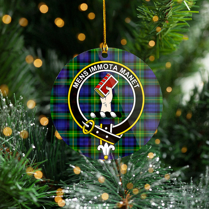Meldrum Clan Badge Tartan Plastic Christmas Ornaments