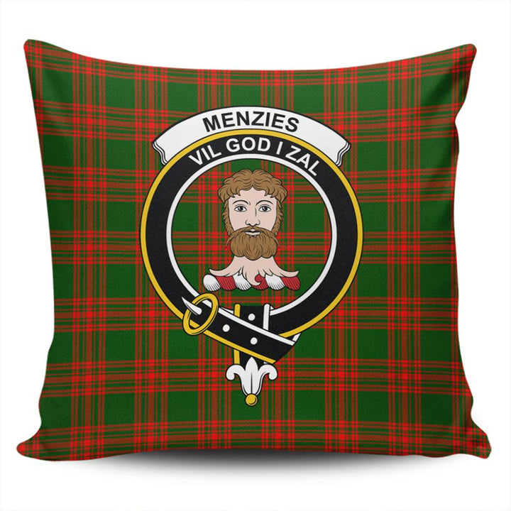 Menzies Green Modern Tartan Classic Crest Pillow Cover
