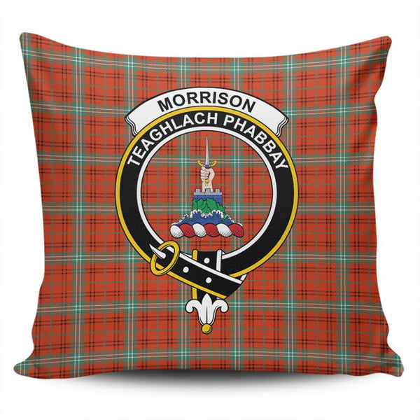 Morrison Red Ancient Tartan Classic Crest Pillow Cover