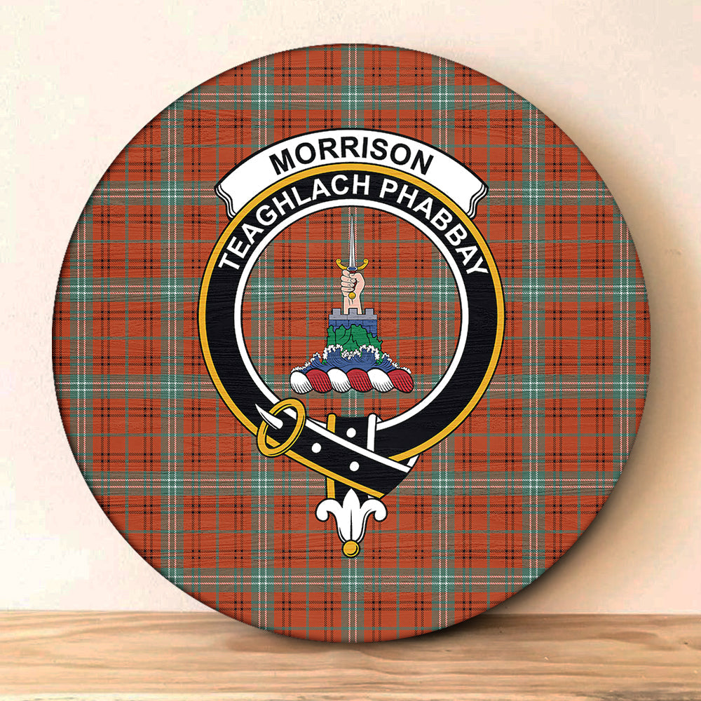 Morrison Red Ancient Tartan Classic Crest Round Wooden Sign ...