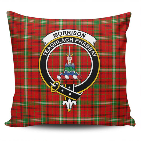 Morrison Red Modern Tartan Classic Crest Pillow Cover