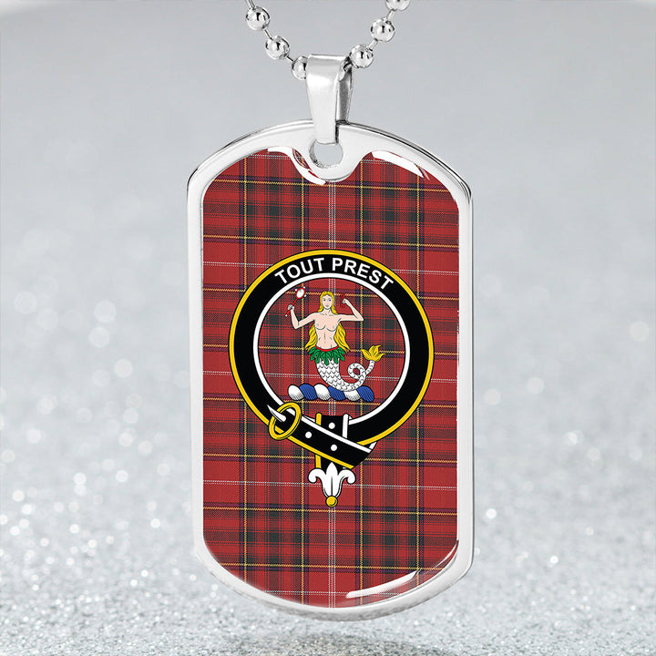 Murray Plaid Artifact Weathered Clan Badge Classic Tartan Dog Tag Necklace