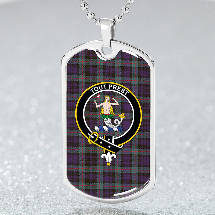 Murray Weathered Clan Badge Classic Tartan Dog Tag Necklace