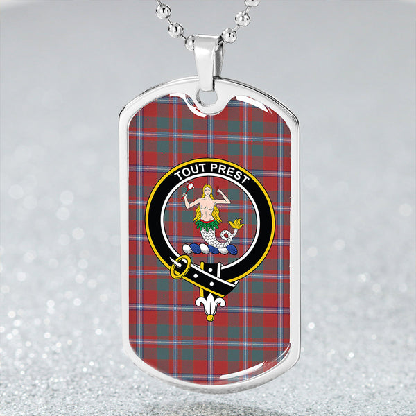 Murray of Abercairney Portrait (Murray of Abercairney; Portrait) Weathered Clan Badge Classic Tartan Dog Tag Necklace