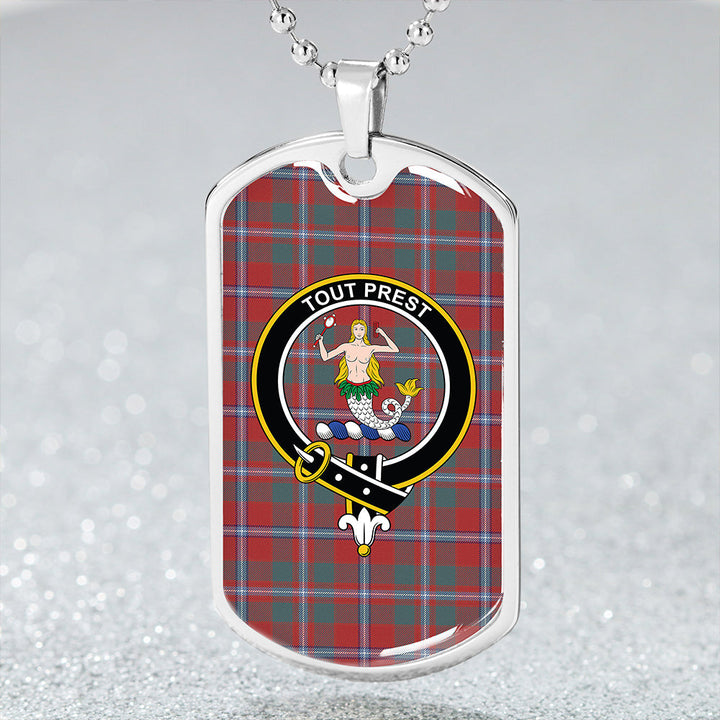 Murray of Abercairney Portrait (Murray of Abercairney; Portrait) Weathered Clan Badge Classic Tartan Dog Tag Necklace