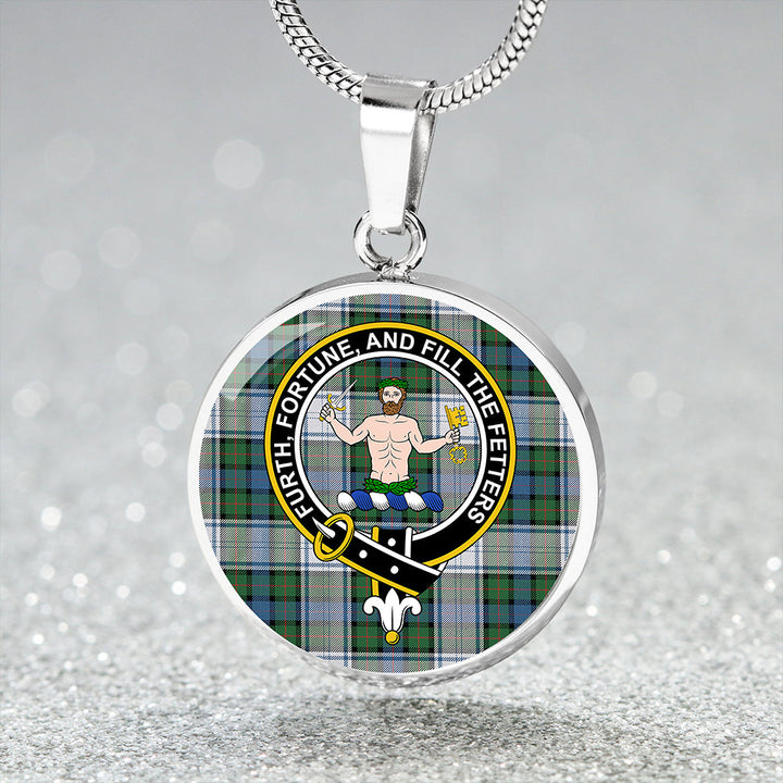 Murray of Atholl Dress (Murray Dress) Ancient Clan Badge Tartan Classic Circle Necklace