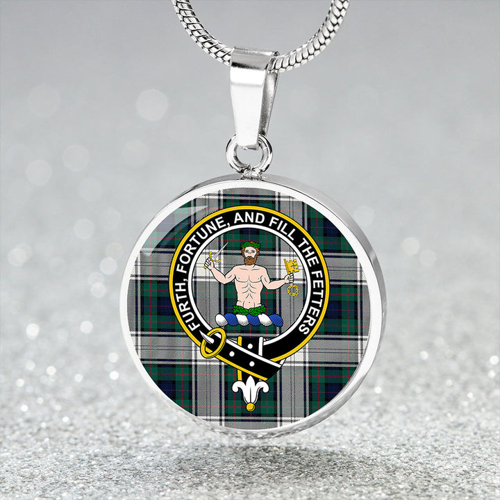 Murray of Atholl Dress (Murray Dress) Modern Clan Badge Tartan Classic Circle Necklace