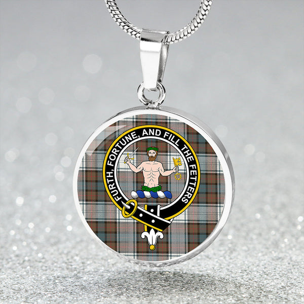 Murray of Atholl Dress (Murray Dress) Weathered Clan Badge Tartan Classic Circle Necklace